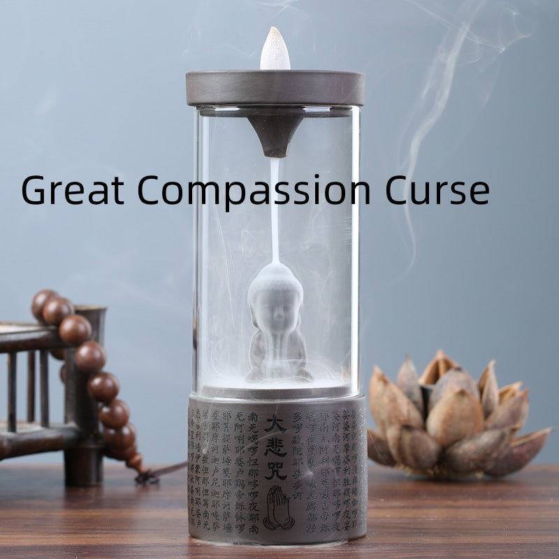 Ceramic Incense Burner for Backflow Smoke with Lotus Design - Home Fragrance Decor