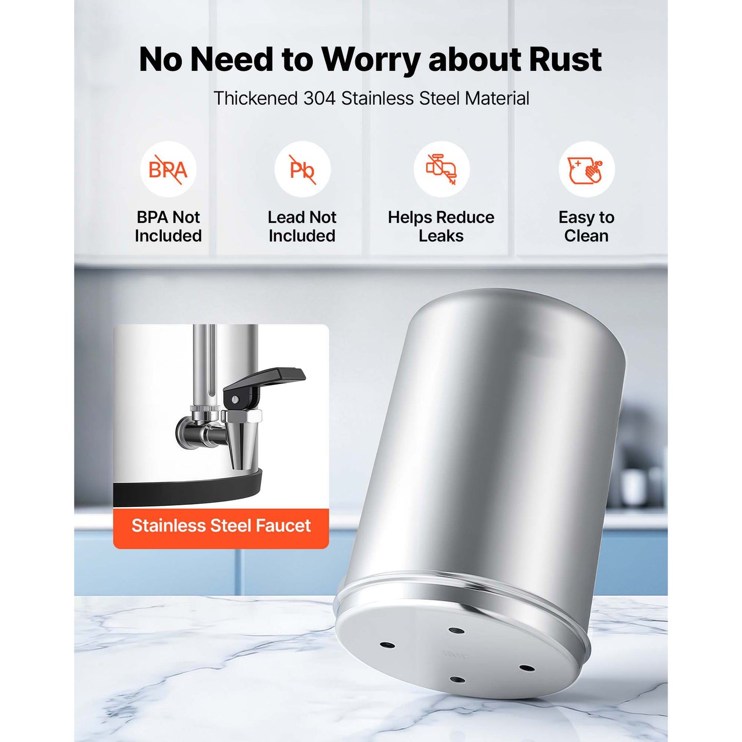 Gravity-Fed Water Filter System 3.25G Stainless Steel Countertop with Lead & Chlorine Reduction
