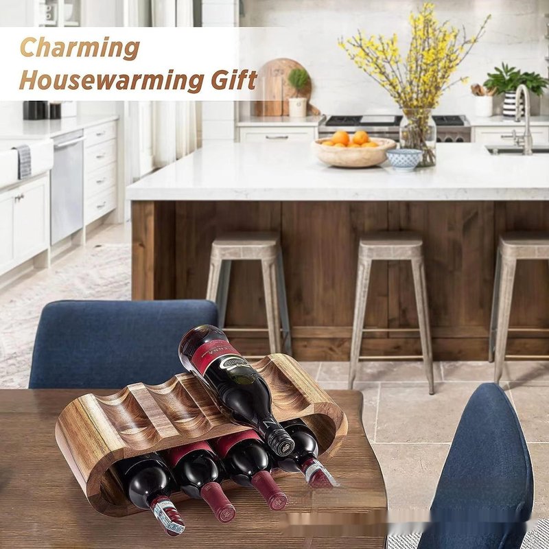 Wooden Double-Layer Wine Display Rack Solid Wood Desktop Decor