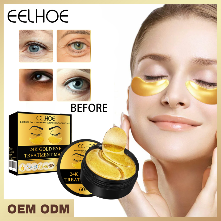 24K Gold Eye Mask Set - Hydrating Anti-Aging Under Eye Patches 60 Pieces