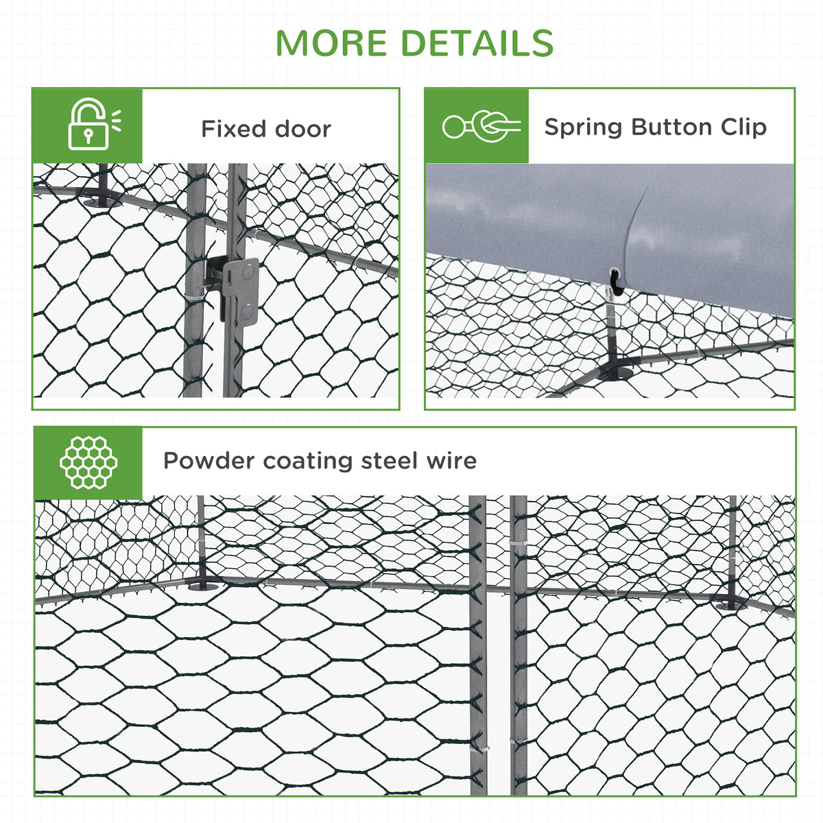 17.1 ft x 15.7 ft Chicken Run with Cover for 19-25 Chickens - Silver