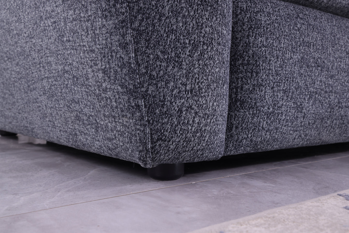 Modern Minimalist 3-Seat Gray Sofa - Comfortable Chenille Design