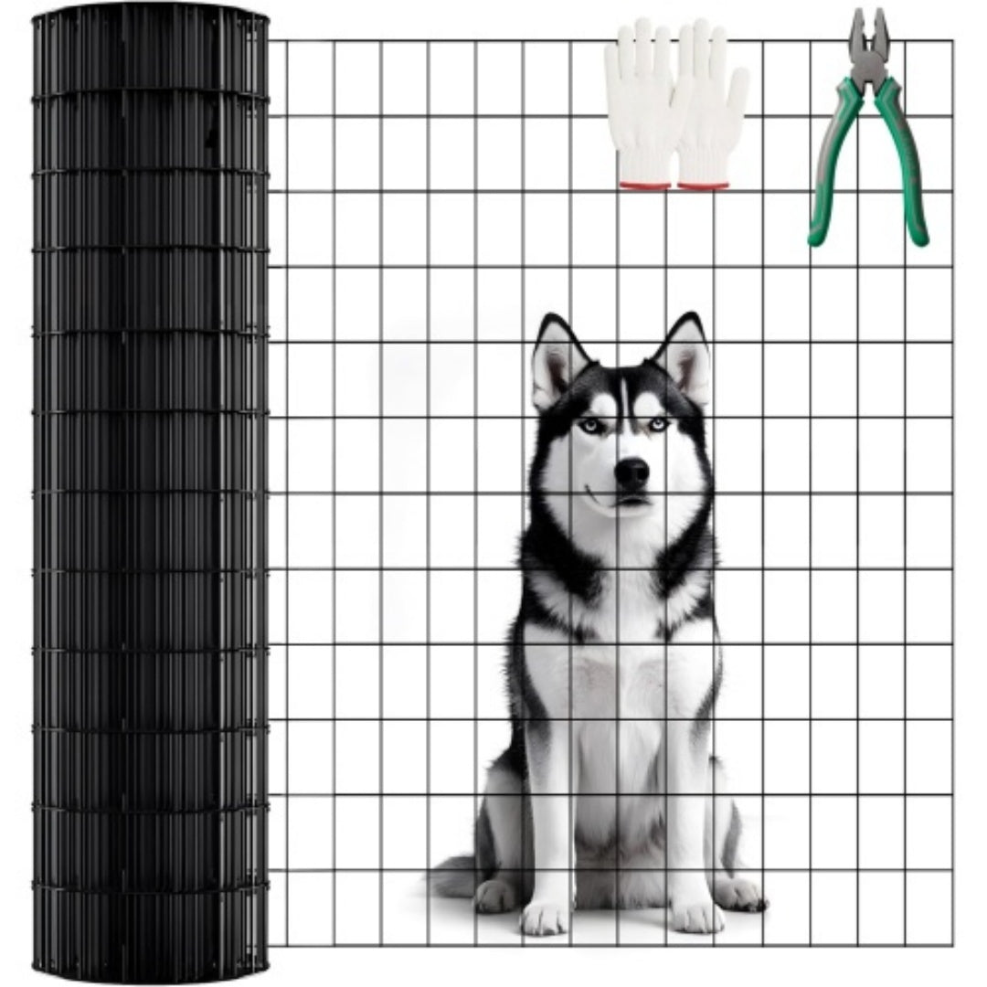 48 Inch Black Vinyl-Coated Metal Mesh Fence Panel for Poultry & Pet Cages