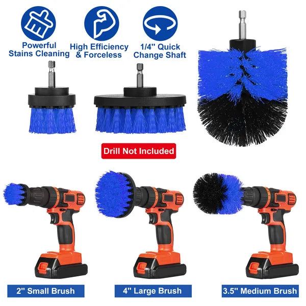 3-Piece Power Drill Scrubber Brush Set for Car, Tile, Wall, Carpet Cleaning