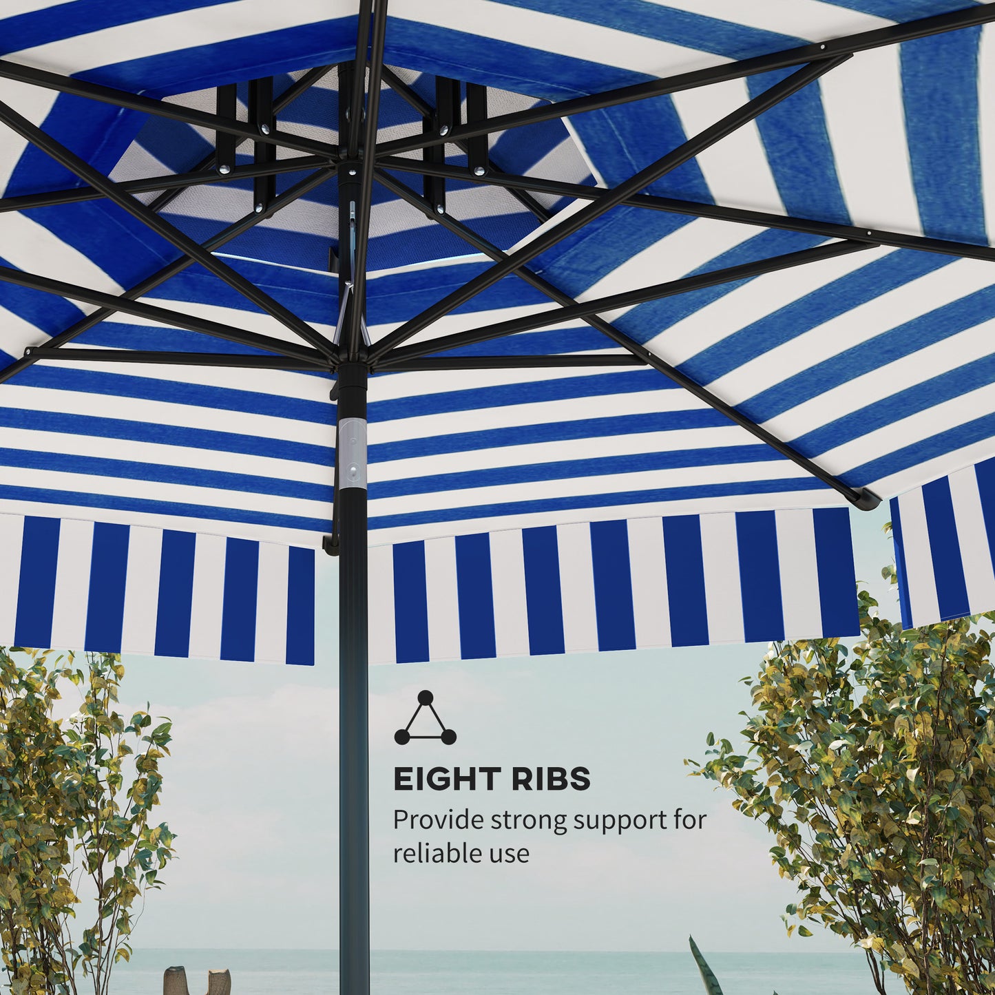 8.6FT Patio Umbrella with UPF 30+ Protection - Navy Blue