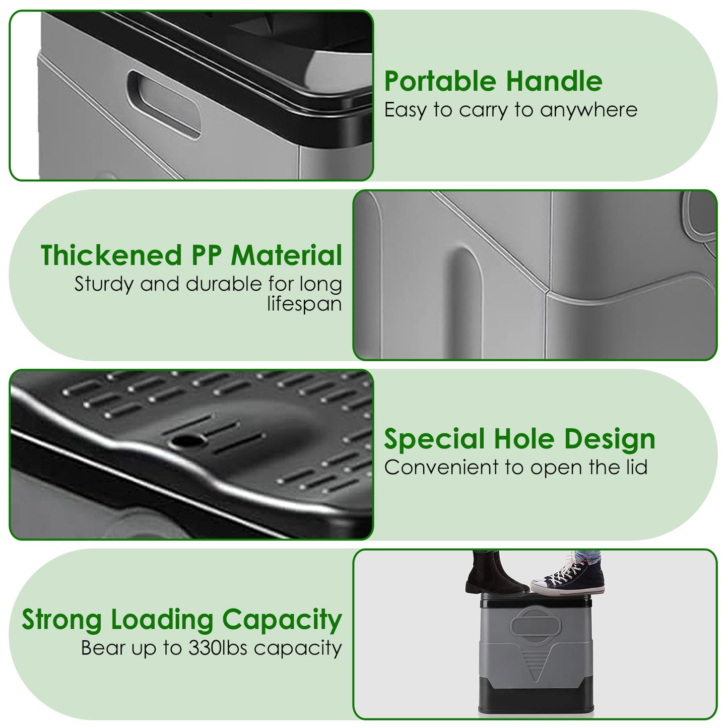 Portable Outdoor Toilet with Lid - 20L Capacity, Collapsible