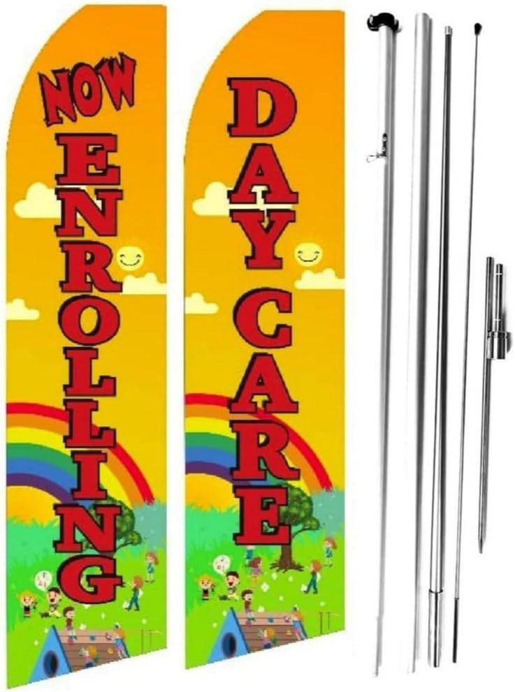 Daycare Now Enrolling Advertising Flags - Pack of 2