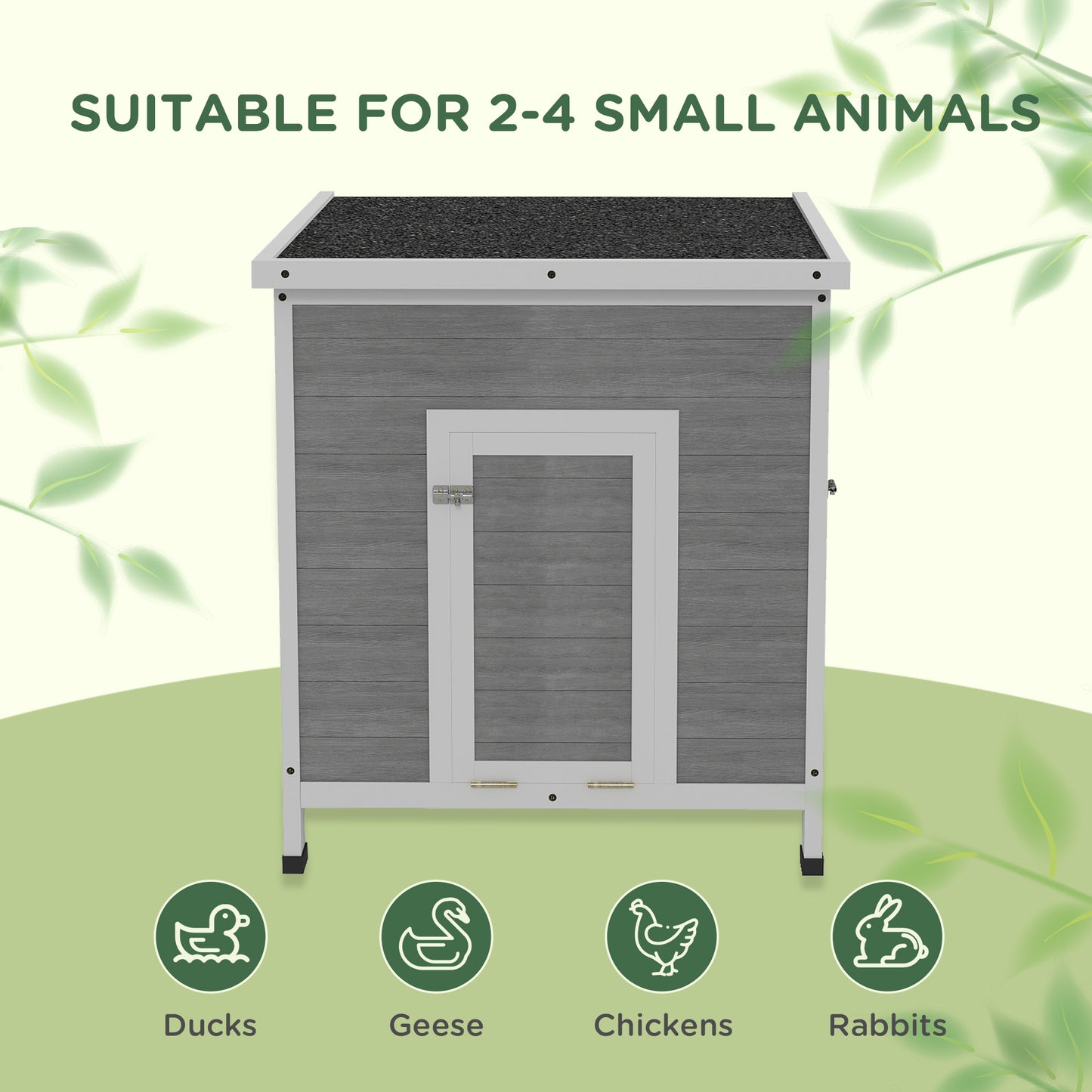 Wooden Duck House with Openable Roof and Removable Floor - Light Grey