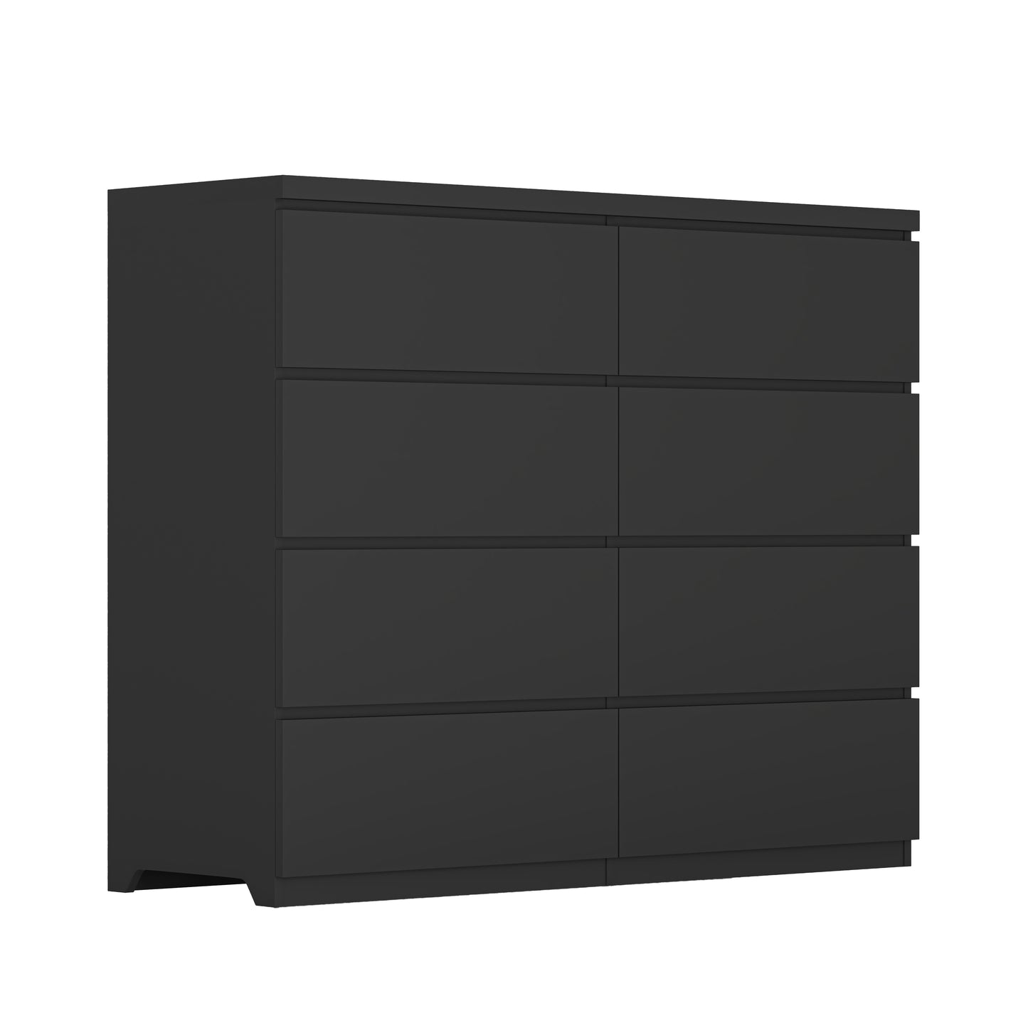 8-Drawer Black Dresser - Modern Wood Chest for Bedroom