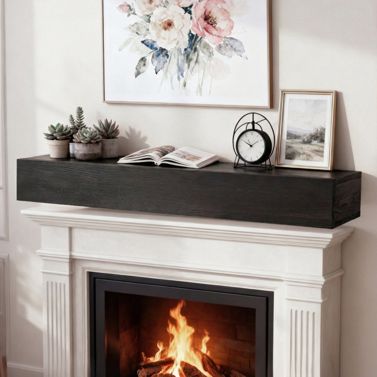 48 Rustic Wood Fireplace Mantel,Wall-Mounted & Floating Shelf For