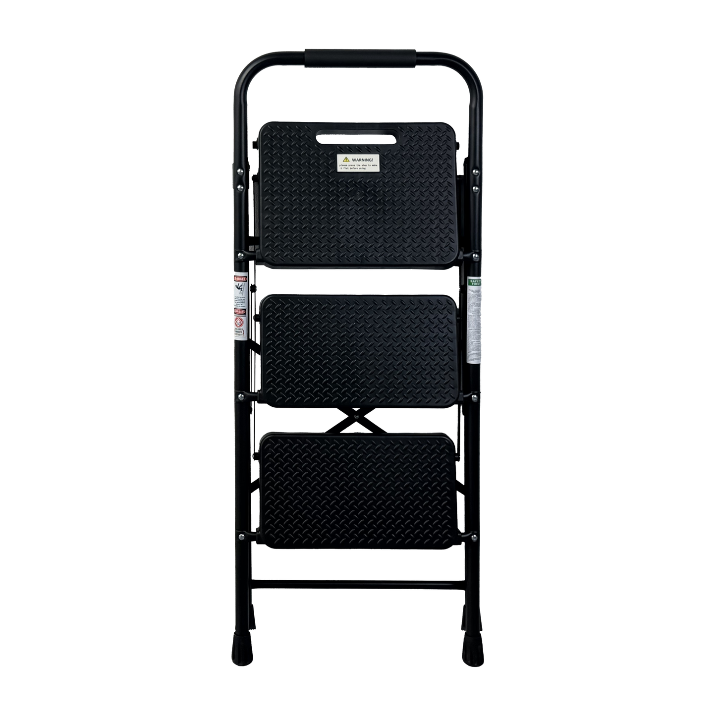 3-Step Folding Step Ladder with Anti-Slip Pedals - Black