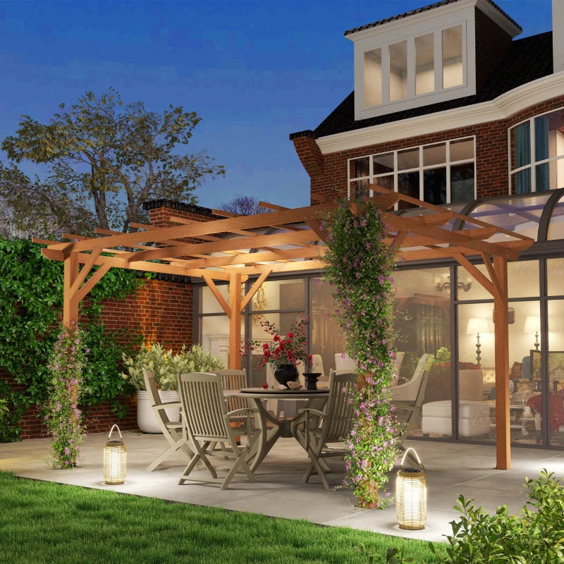 Wood Pergola Garden Trellis with Stable Frame for Climbing Plants - Dark Brown