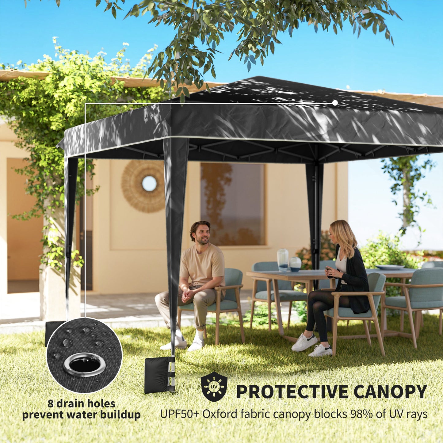 10x10 Pop Up Canopy Tent with Sidewalls - Black