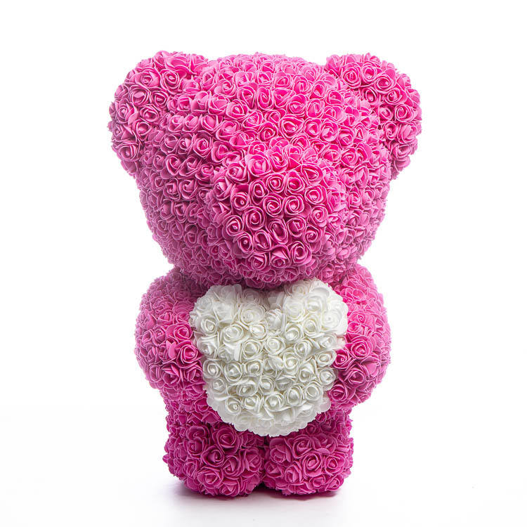 Immortal Rose Bear Heart Gift - Handmade Floral Decoration for Home & Party