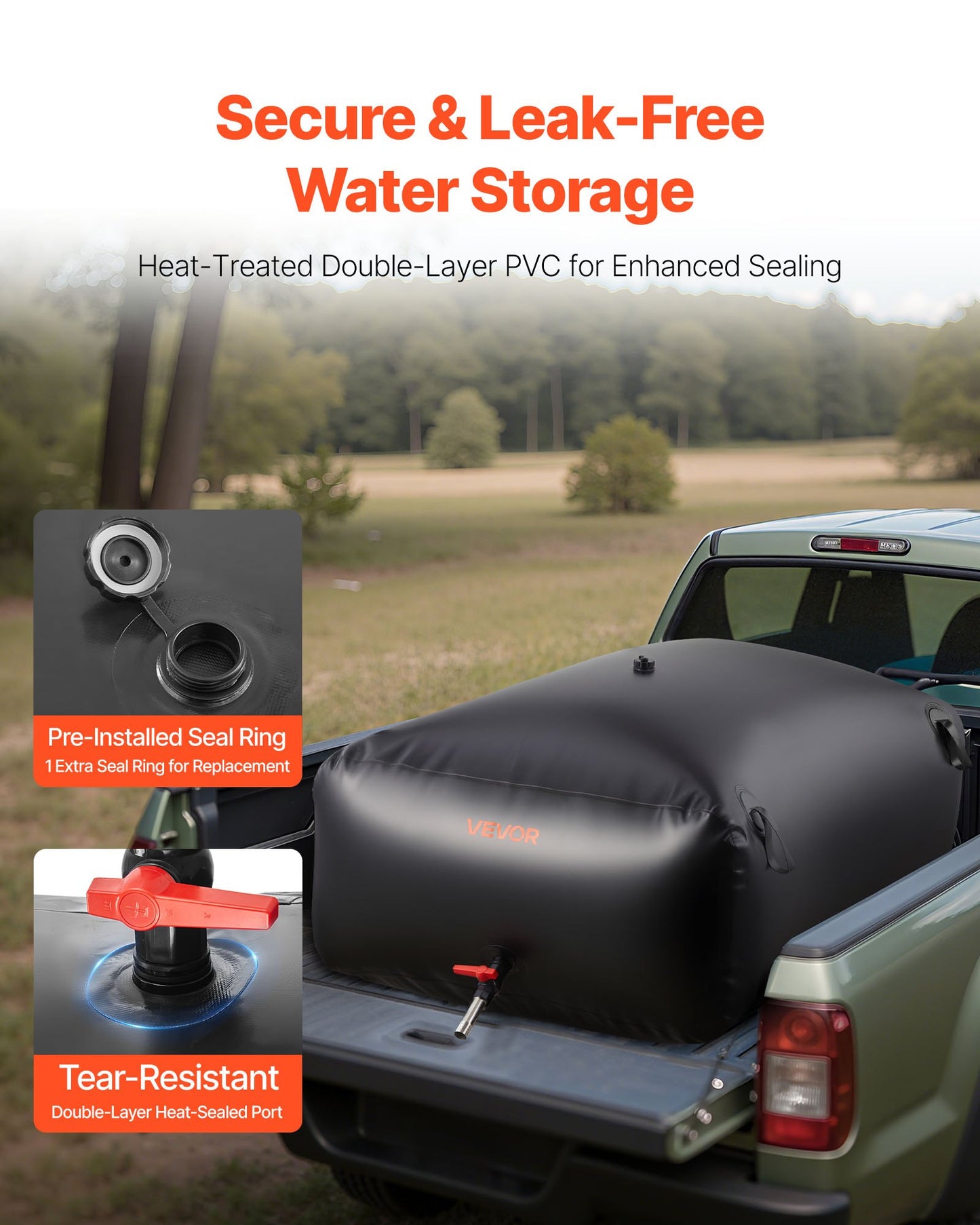 264.2 Gal Collapsible Water Storage Bladder Tank for Irrigation RV Emergency Use - Black