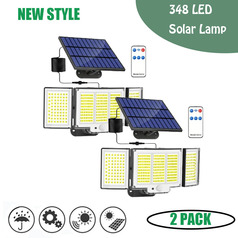 Outdoor Solar Motion Lights 348 LED Waterproof Security Floodlights with Remote