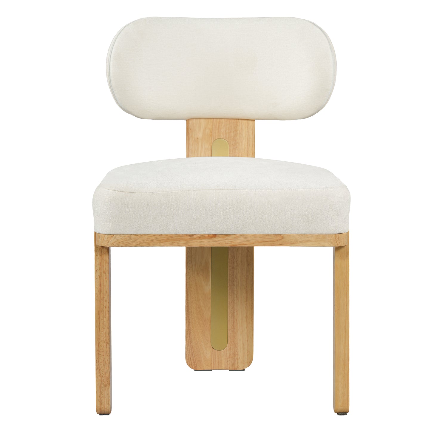 Modern Round Upholstered Dining Chair Set - Beige & Natural