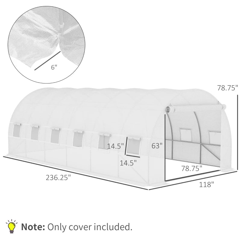 Heavy Duty Waterproof Greenhouse Cover with Windows & Reinforcement Grid