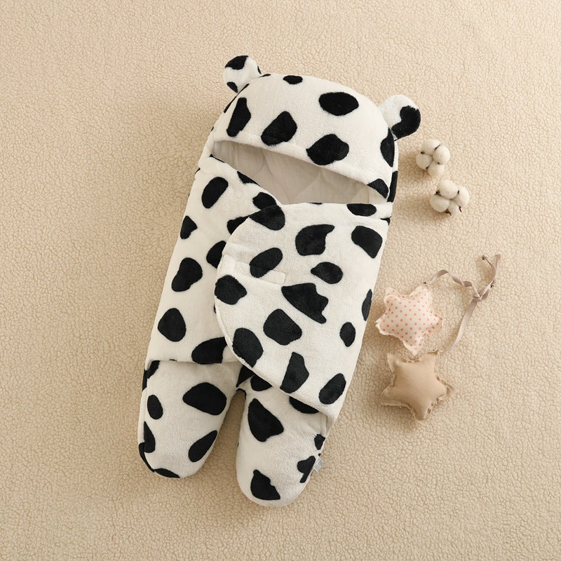 Baby Sleeping Bag with Cartoon Prints, Thick Flannel Swaddle for Newborns