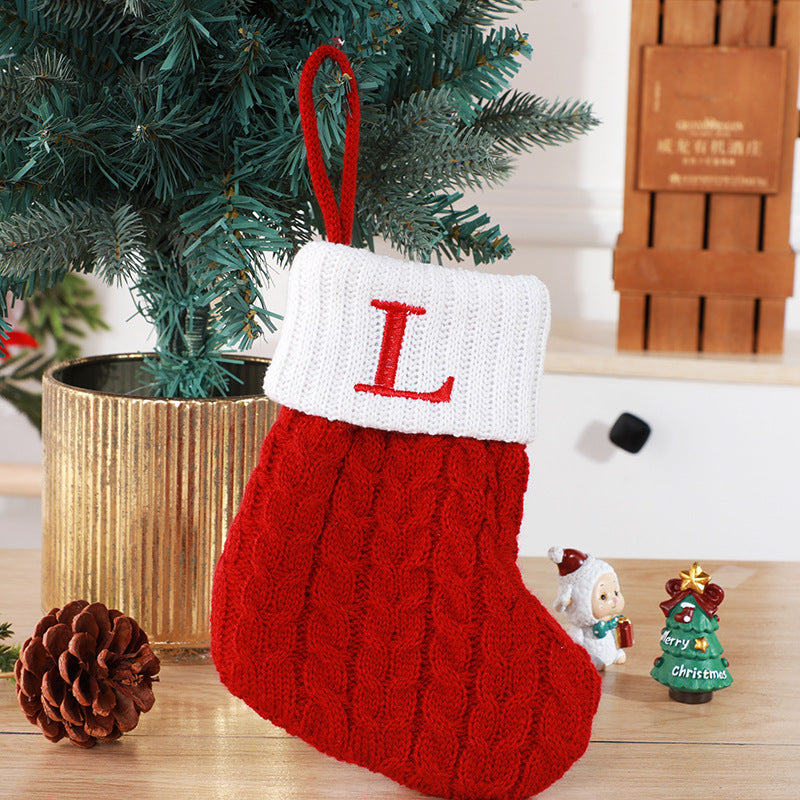 Christmas Stockings Decorative Wool Knitted Socks - Creative Tree Pendant