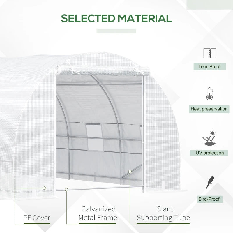 Walk-In Greenhouse Kit with Zippered Door & Mesh Windows - Large Garden Greenhouse, White