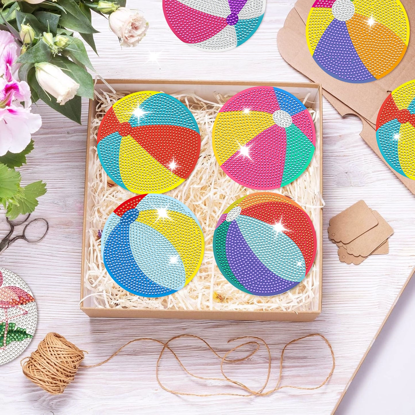 6-Pack Multi-Color Diamond Art Coasters - Acrylic
