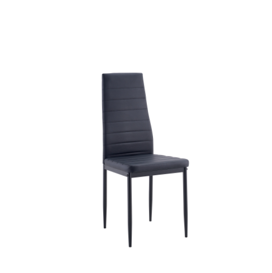 Dining Chair Set for 4 - Comfortable Black PU Chairs