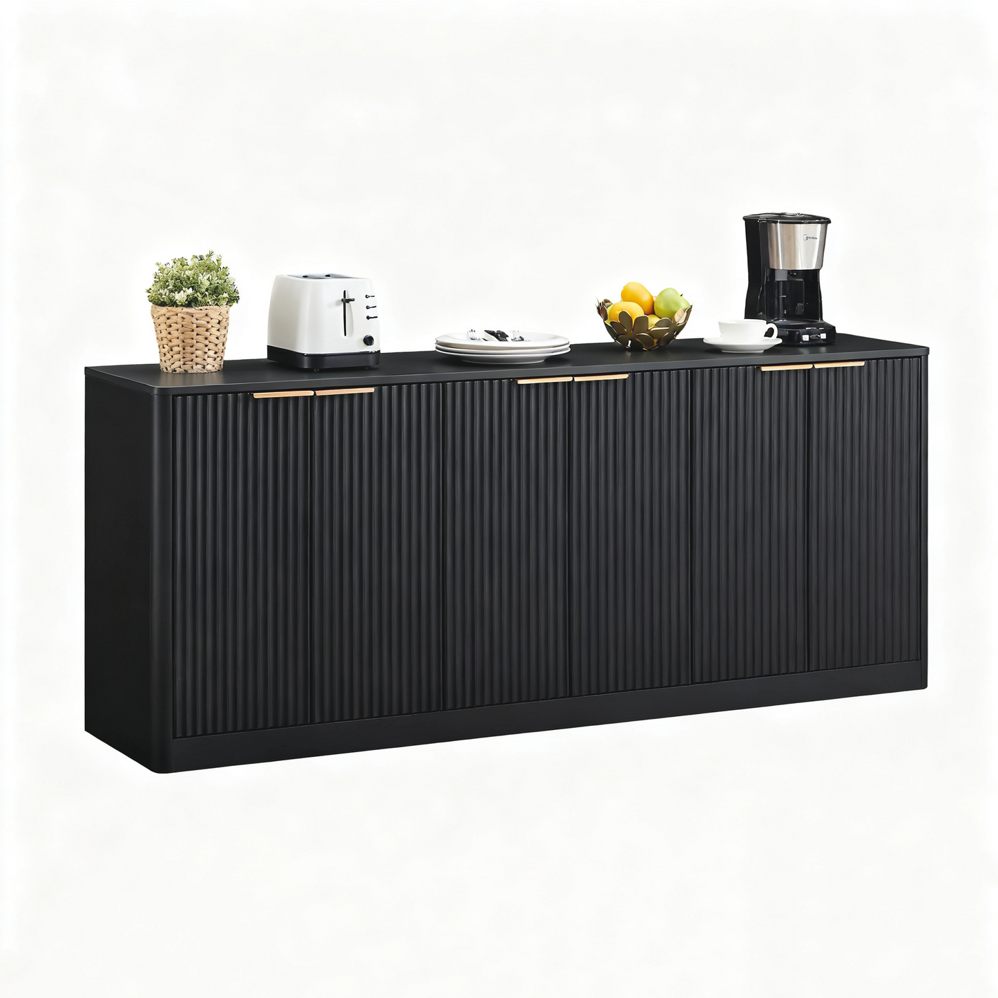 67-inch Modern Wavy Sideboard, Curved Contour Design Storage Cabinet,