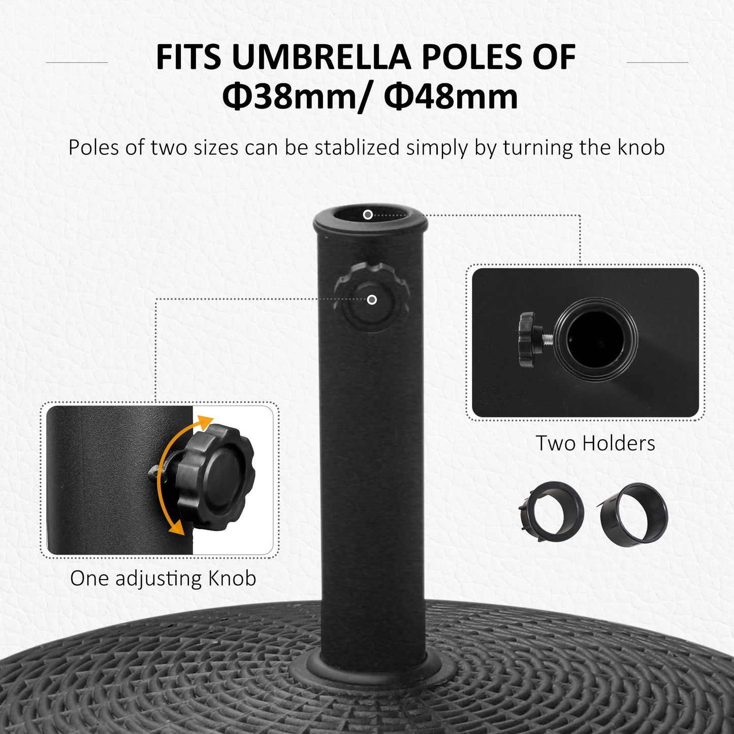Heavy Duty Umbrella Stand - 20.5" Patio Base for 1.5" & 2" Poles - Black