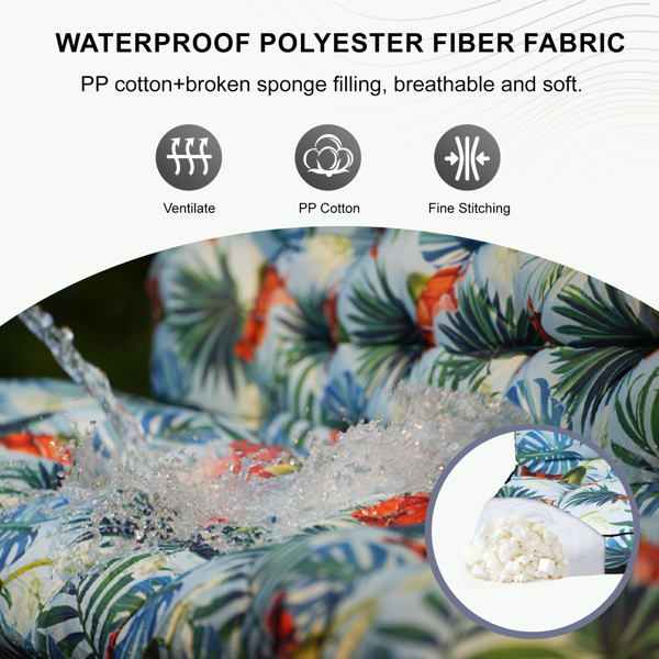 Waterproof Outdoor Swing Cushion 70-Inch Replacement with Backrest & Ties - 4-Inch Thick Patio Seat Pad for Garden & Backyard