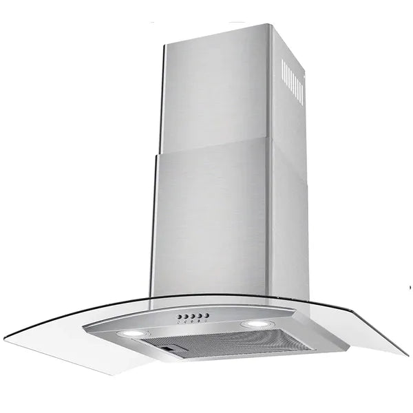 30-Inch Wall Mount Range Hood 450CFM with Tempered Glass, 3-Speed Fan & LEDs