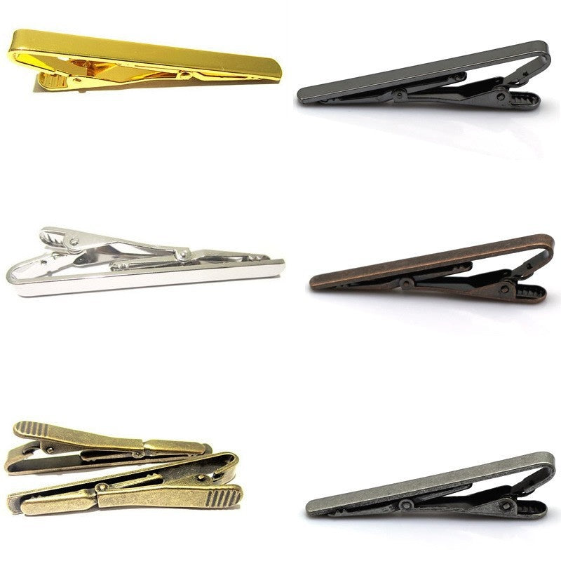 Minimalist Brass Tie Clip for Men - Gold, Silver, Gun Black & More
