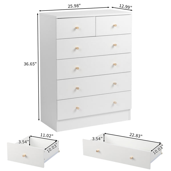 Modern 6-Drawer Dresser - White Storage Solution for Home