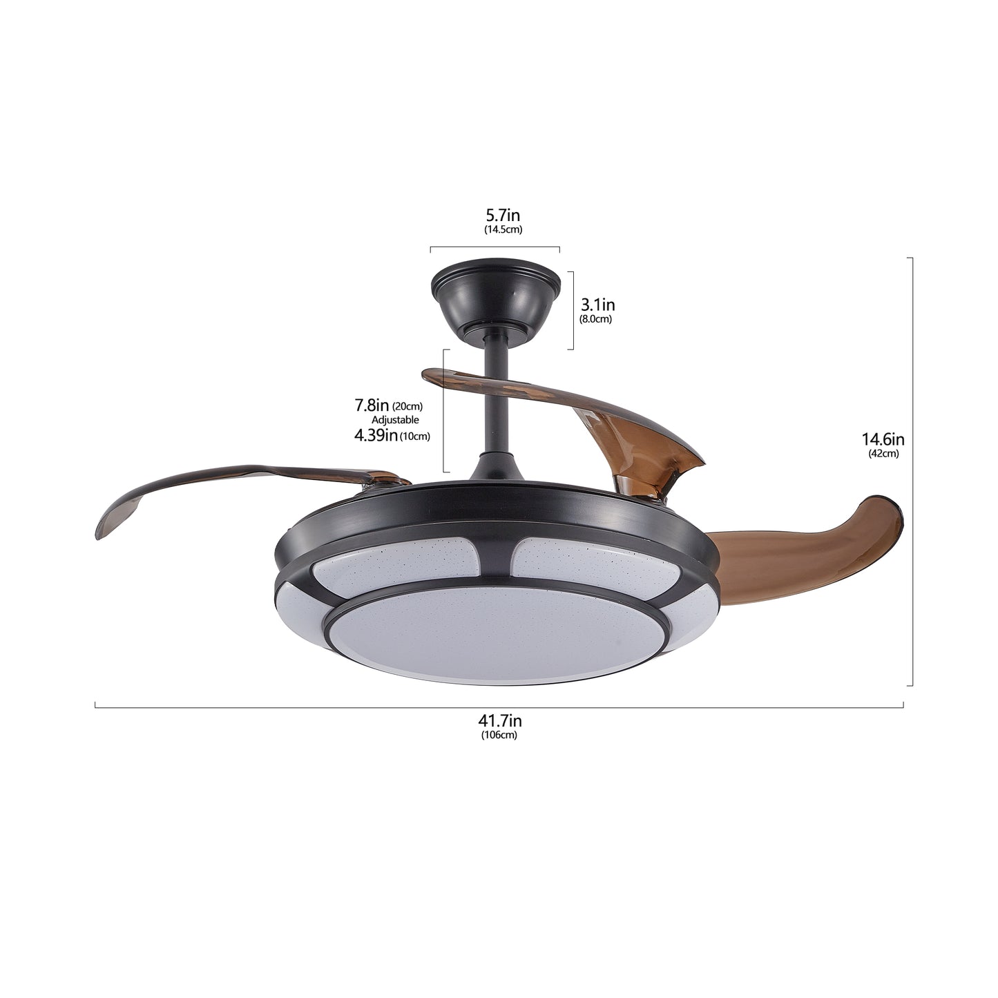 Retractable Ceiling Fan with Light - Modern LED Chandelier Fan