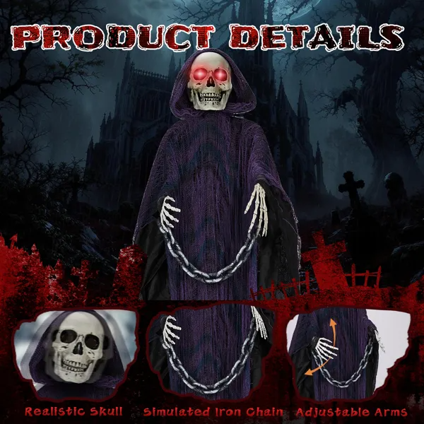 6ft Halloween Grim Reaper Animatronic Decoration - Sound Activated