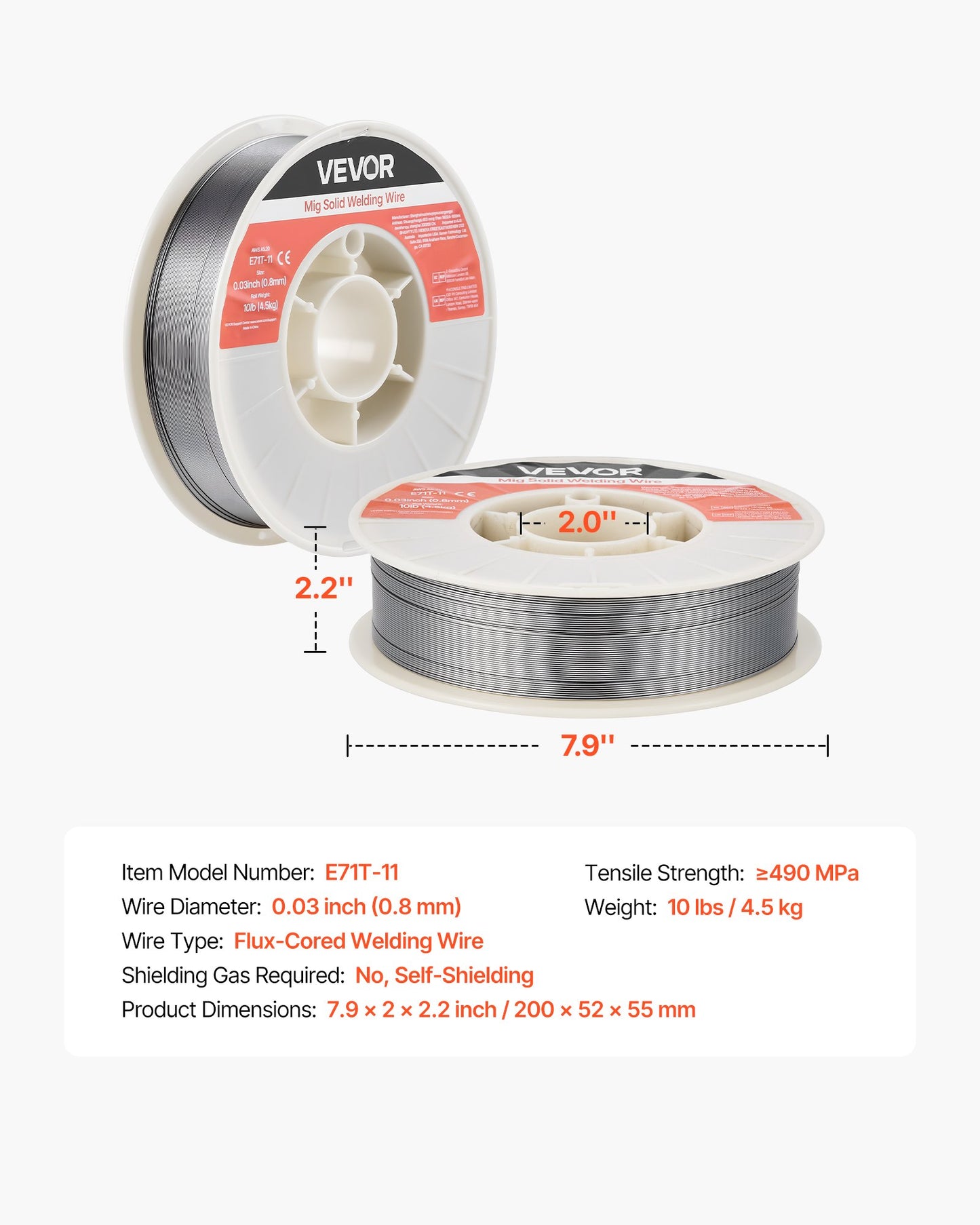 Flux Core MIG Welding Wire E71T-11 0.03-inch 10 lbs Gasless Steel for All Positions