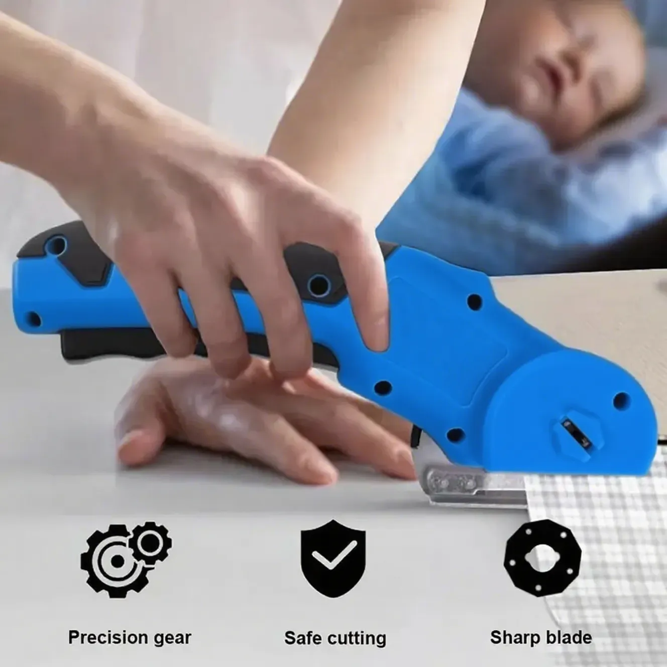 Cordless Electric Fabric & Material Scissors with Safety Lock, USB Rechargeable