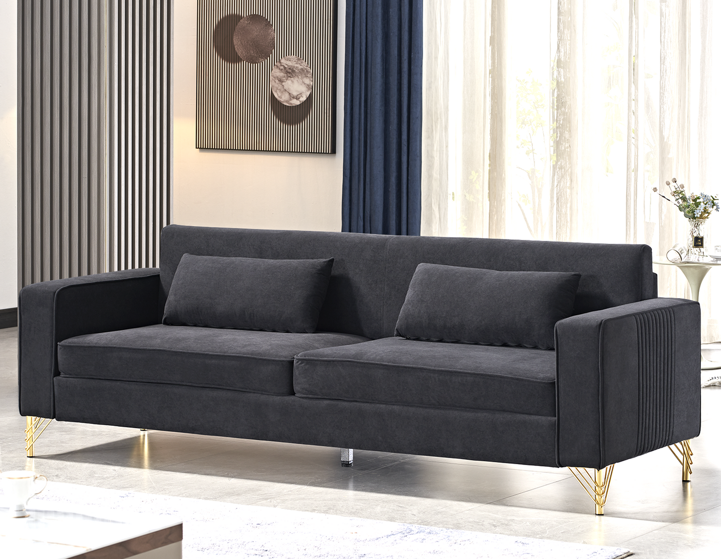 Aesthetic 85.8 Velvet Sofas For Living Room, 3 Seater Couch With