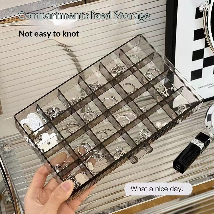 Multi-Tiered Acrylic Jewelry Organizer Box with Compartments - Home Storage