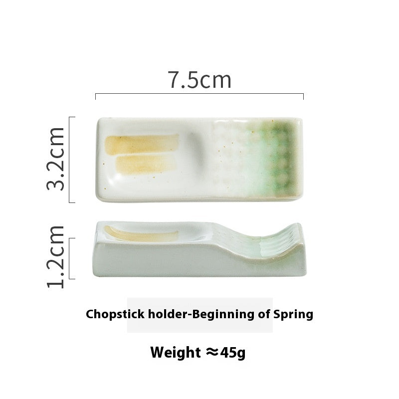 Ceramic Dual-Use Chopstick Rest with Spoon Holder - Porcelain Kitchen Accessory