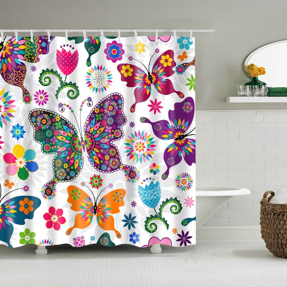 Geometric Digital Print Shower Curtain Modern Bathroom Decor