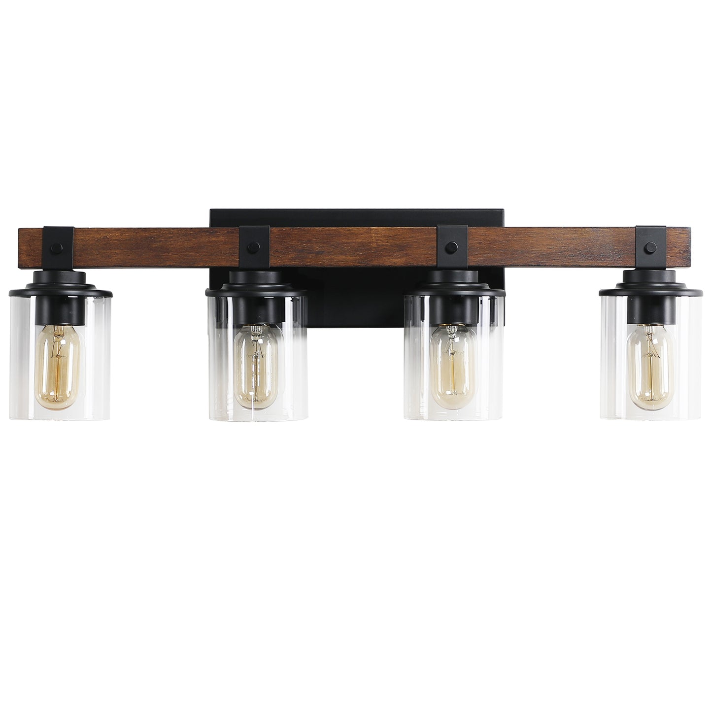 27-Inch Rustic 4-Light Vanity Light Fixture with Glass Shades