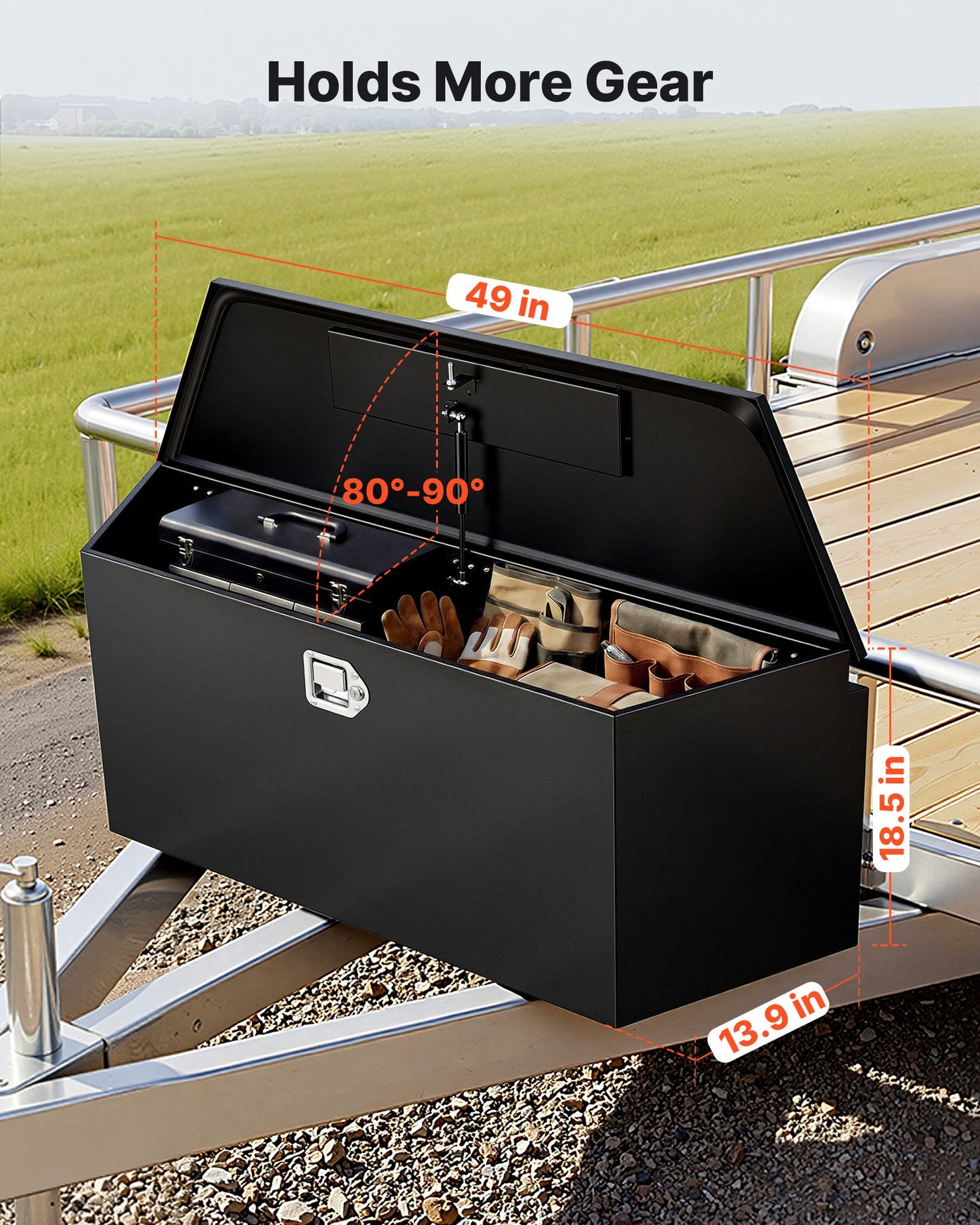 Heavy Duty Steel Trailer Tongue Box 49x13.9x18.5 inch Lockable Storage Organizer
