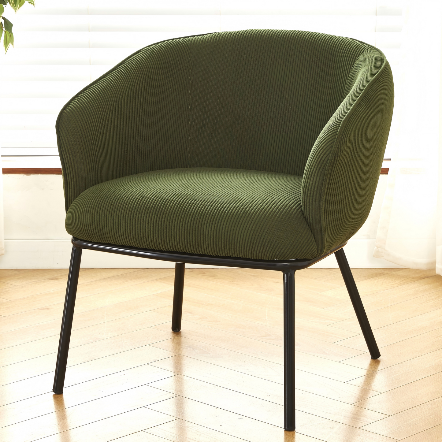 Modern Corduroy Accent Chair, Upholstered Armchair With Metal Legs,