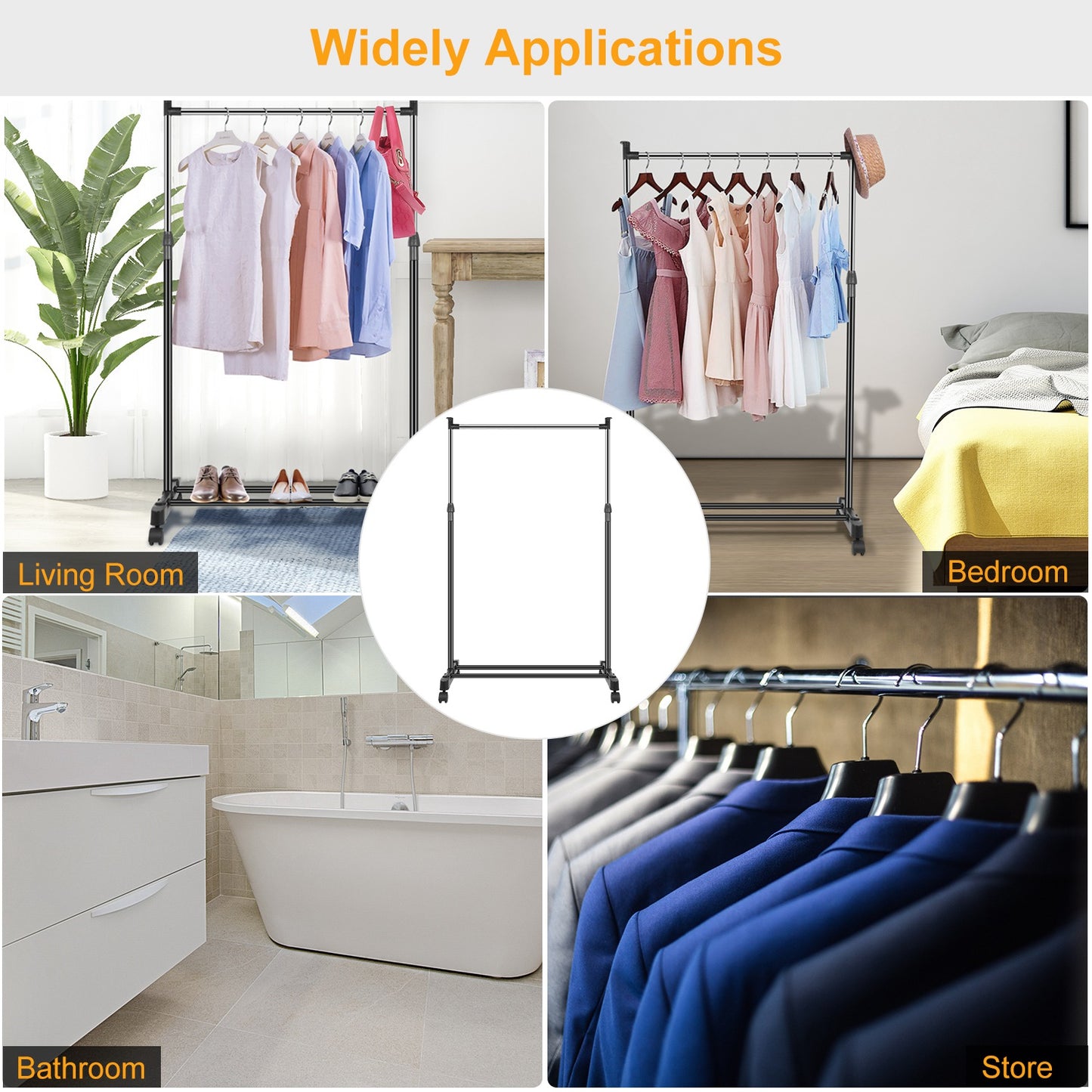 15kg 33lbs Garment Racks 3.12ft To 4.80ft Height Adjustable Clothes