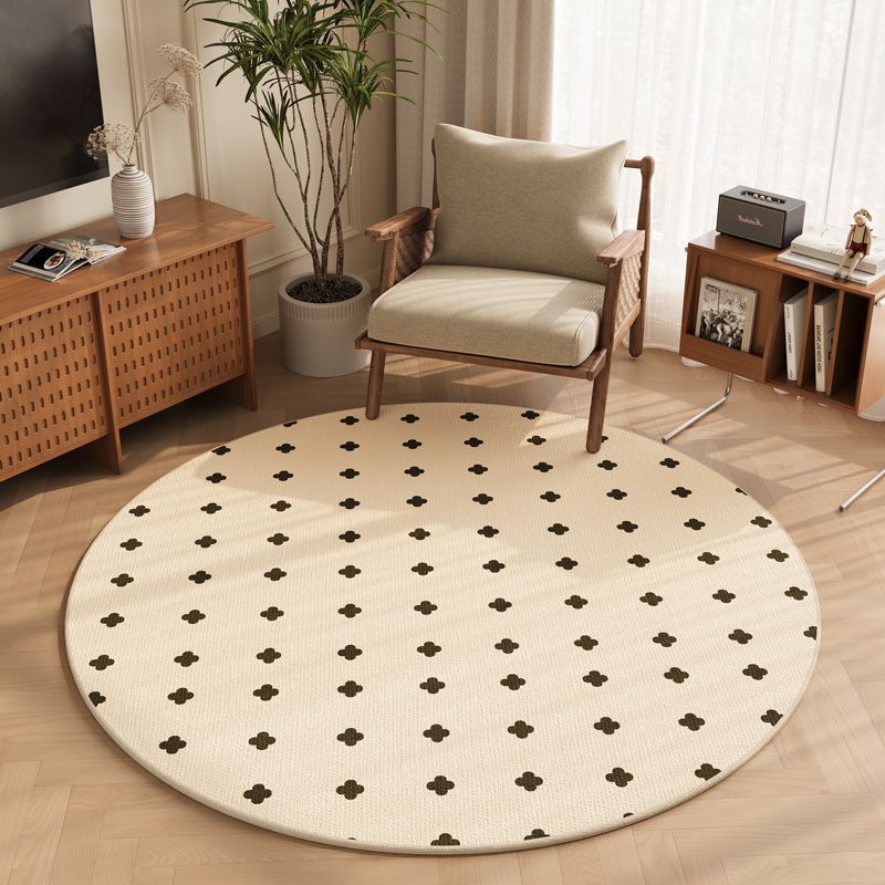 Bohemian Round Rug - Geometric Pattern, Machine Washable, Home Floor Mat