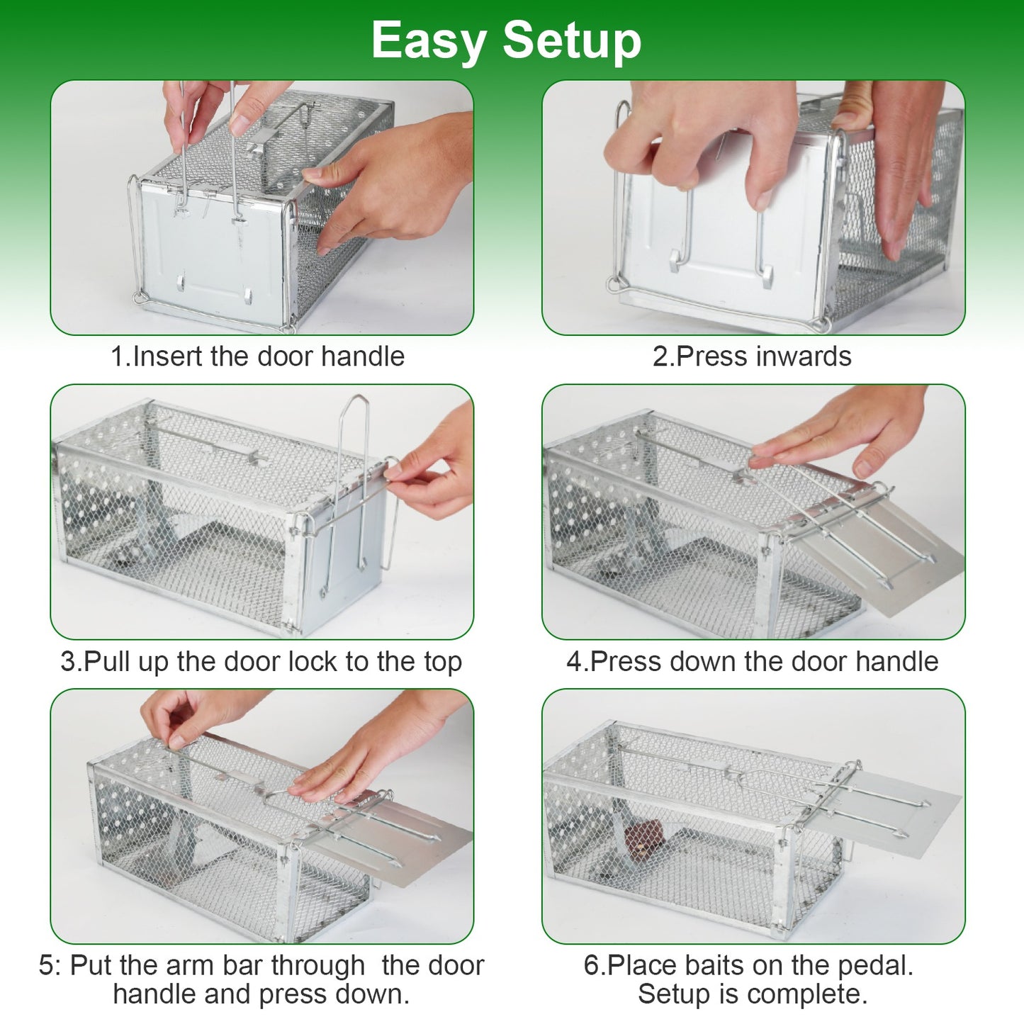 Humane Rat Trap Cage - Stainless Steel Rodent Trap for Indoor & Outdoor Use