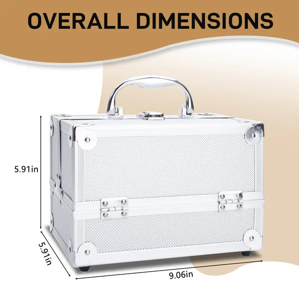 SM-2176 Aluminum Makeup Train Case Jewelry Box Cosmetic Organizer