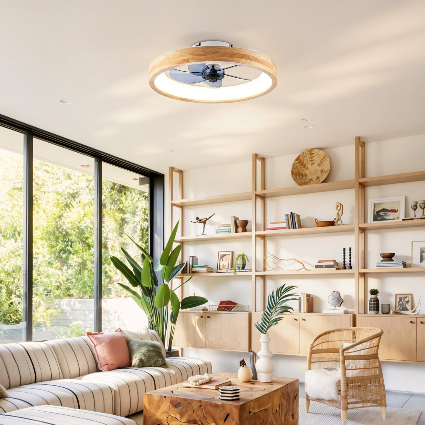 20" Modern Ceiling Fan with Lights & Remote - Matte White