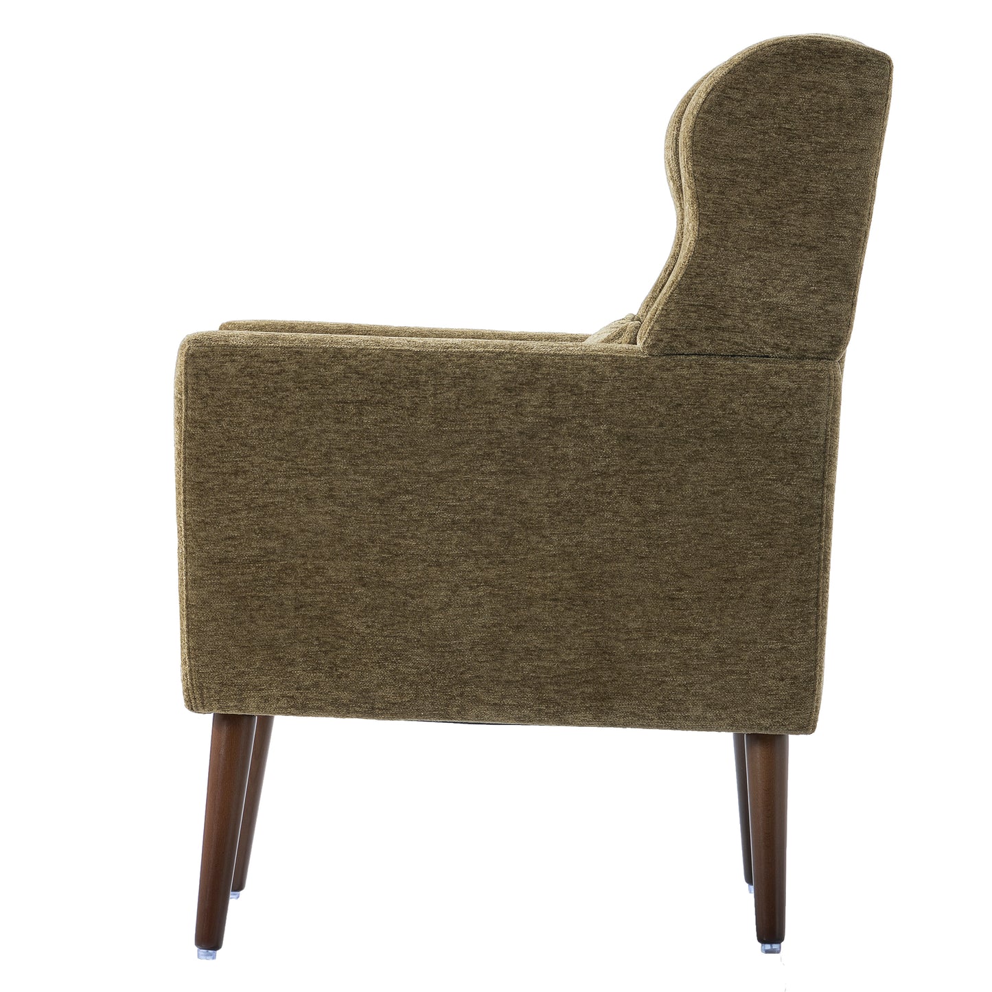 Modern Accent Chair - Soft Chenille Upholstered Armchair in Olive Green